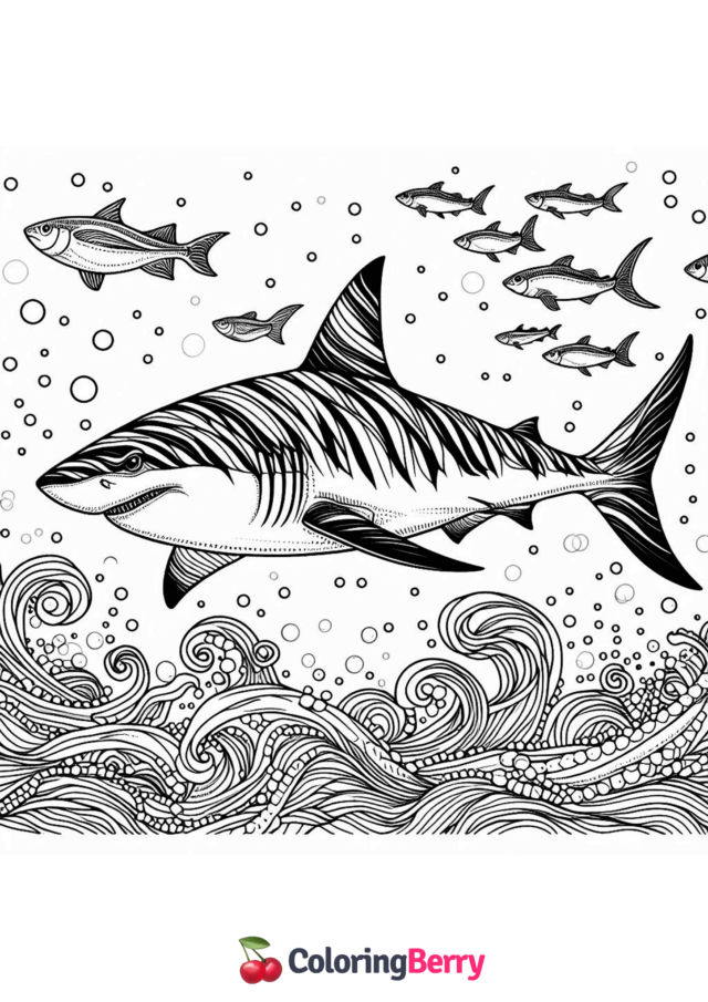 Detailed Shark Coloring Page