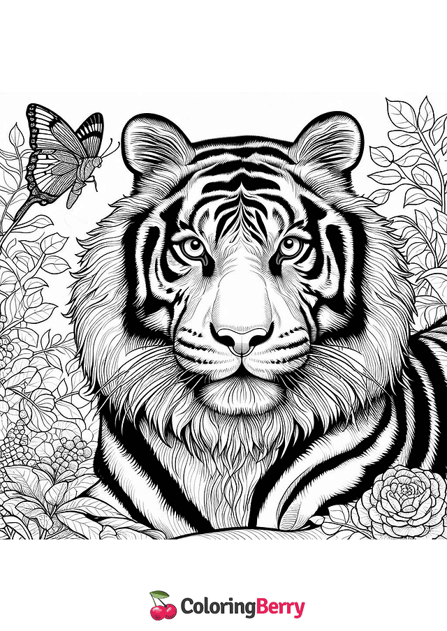 Detailed Tiger Coloring Page