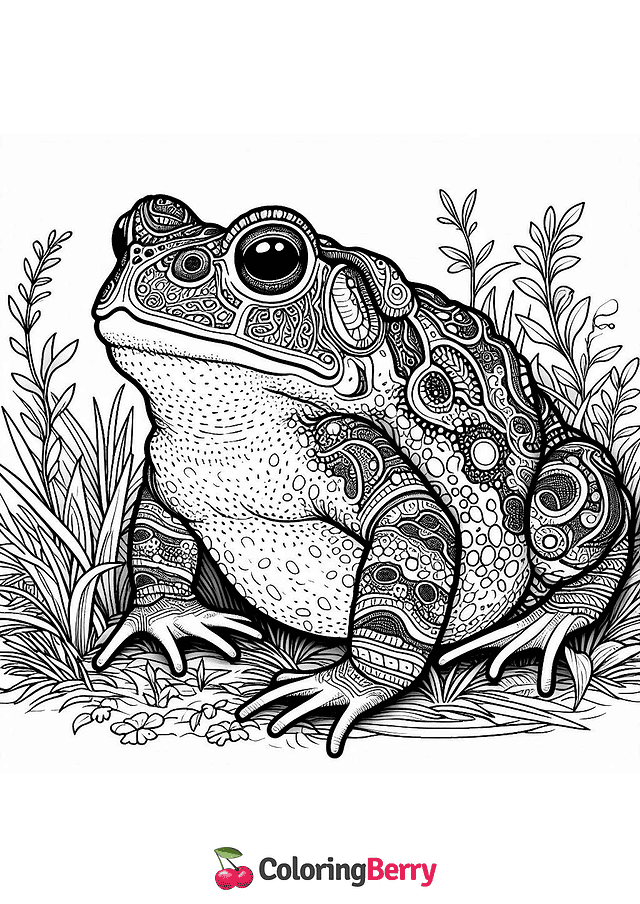 Detailed Toad Coloring Page