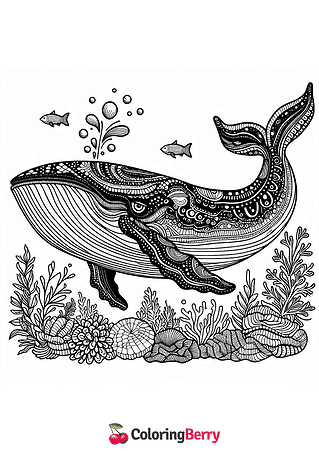 Detailed Whale Coloring Page