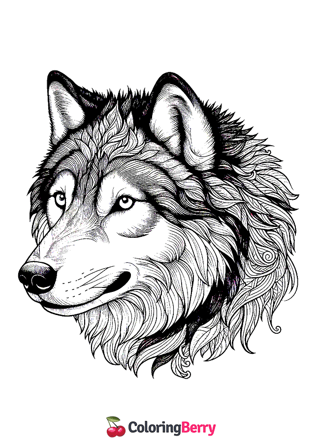 Detailed Wolf Coloring Page