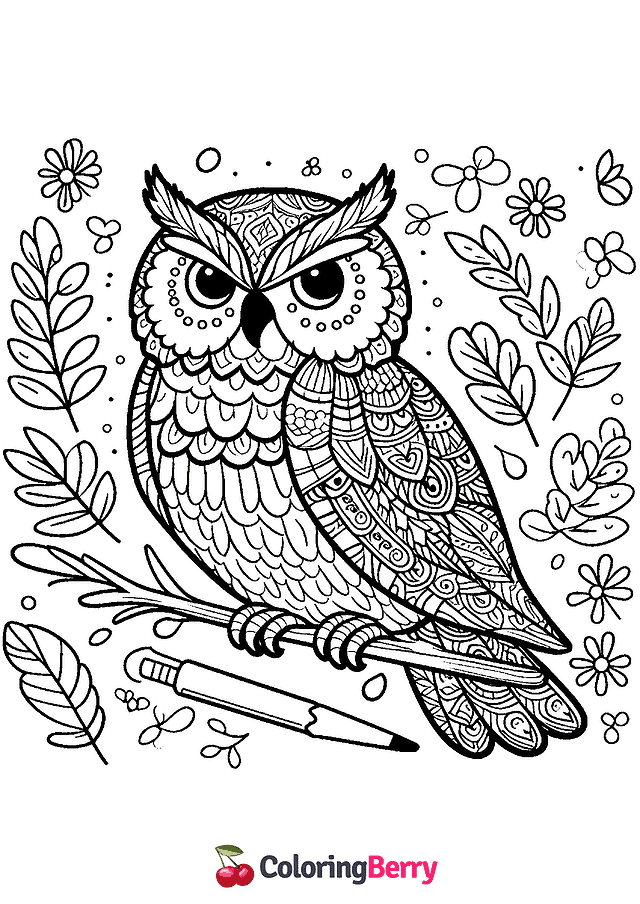 Difficult Owl Coloring Page