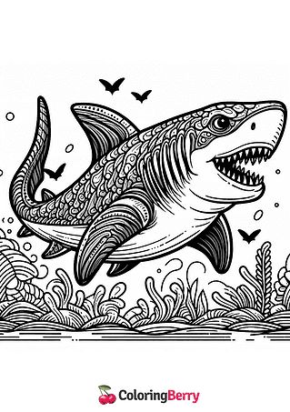 Dinosaur Shark Coloring Page