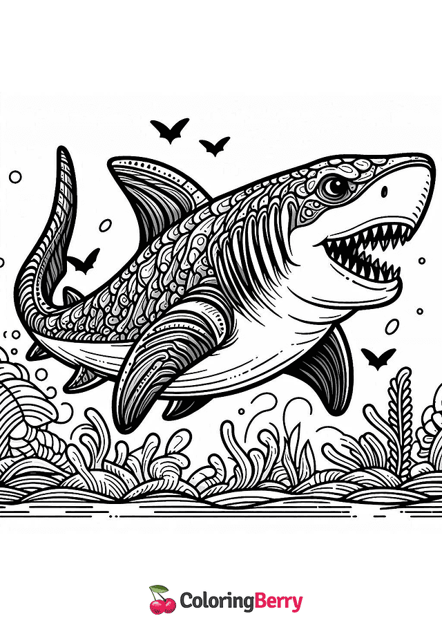 Dinosaur Shark Coloring Page