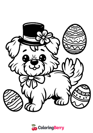 Dog Easter Coloring Page