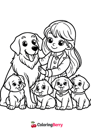 Dog Family Coloring Page