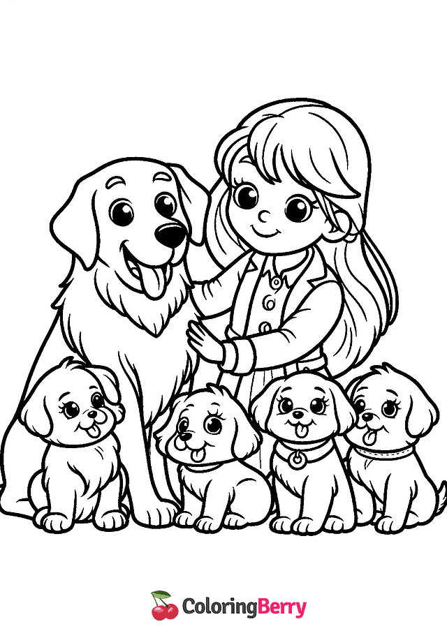 Dog Family Coloring Page