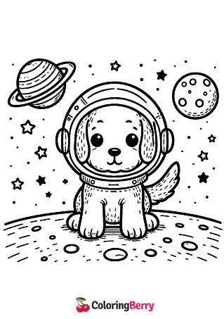 Dog in Space Coloring Page