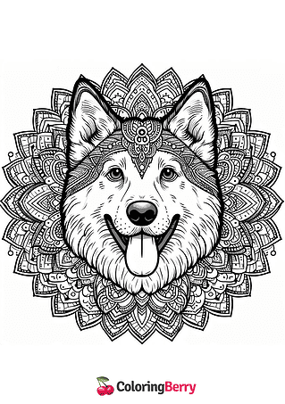 Dog Mandala Coloring Page