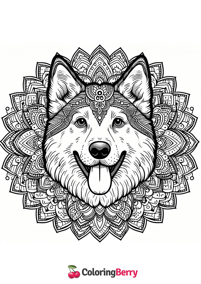 Dog Mandala Coloring Page