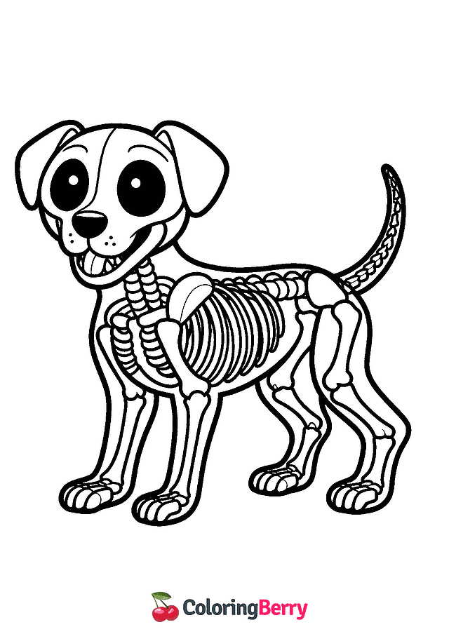 Dog Skeleton Coloring Page