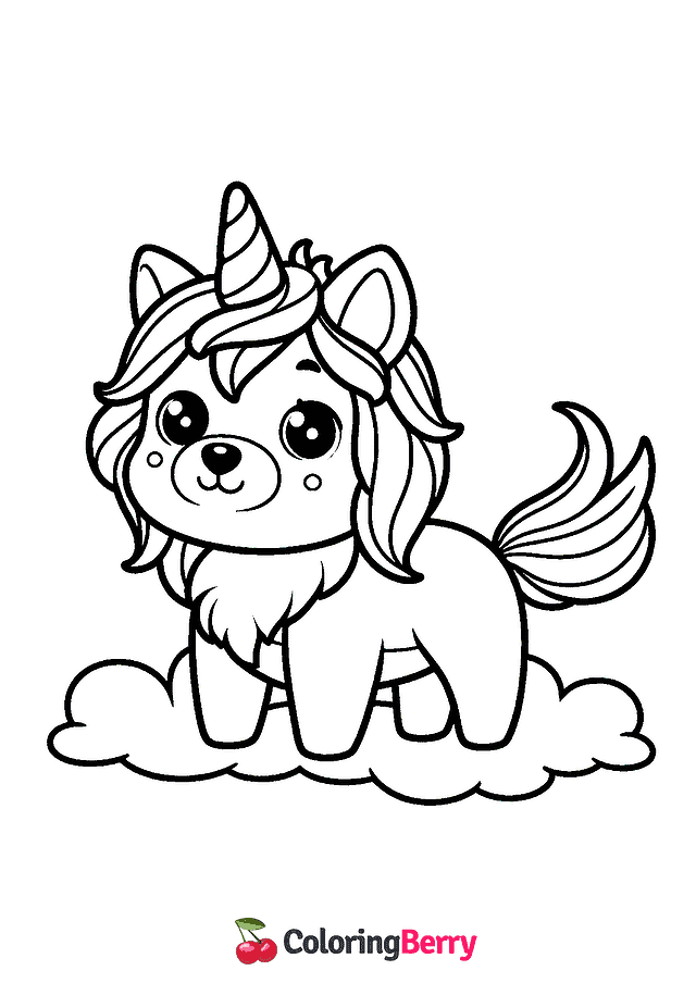 Dog Unicorn Coloring Page