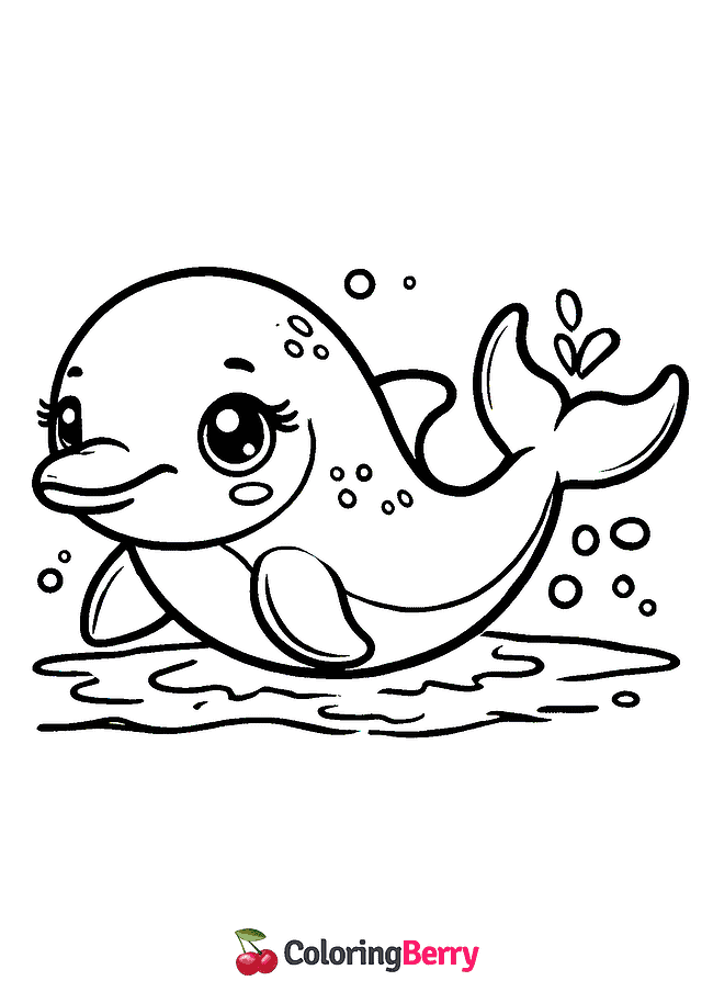 Dolphin Cub Coloring Page