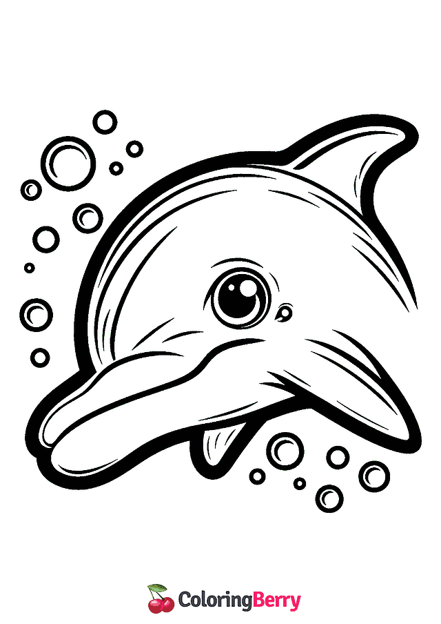 Dolphin Face Coloring Page