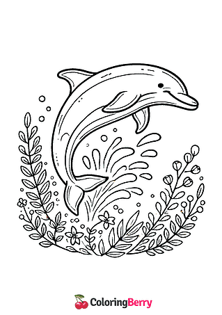 Dolphin Jump Coloring Page