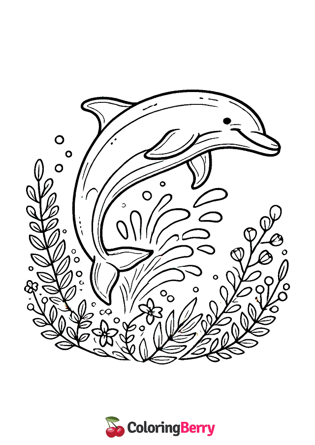 Dolphin Jump Coloring Page