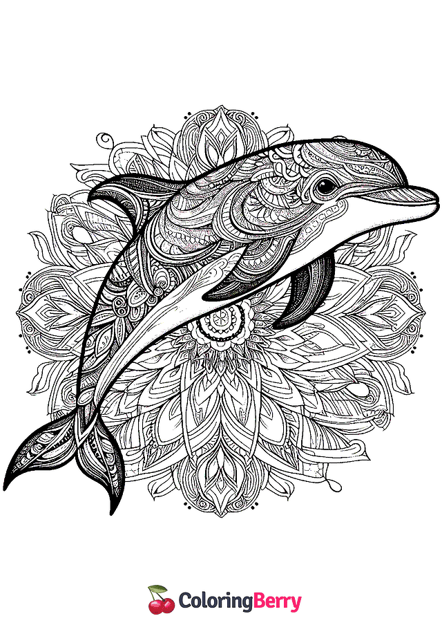 Dolphin Mandala Coloring Page