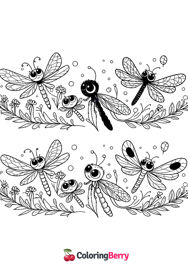 Dragonflies Coloring Page