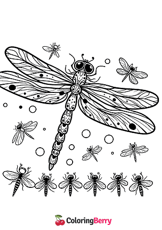 Dragonfly Family Coloring Page
