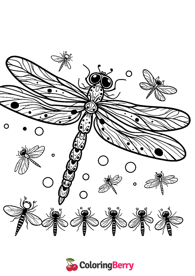 Dragonfly Family Coloring Page