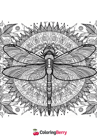 Dragonfly Mandala Coloring Page