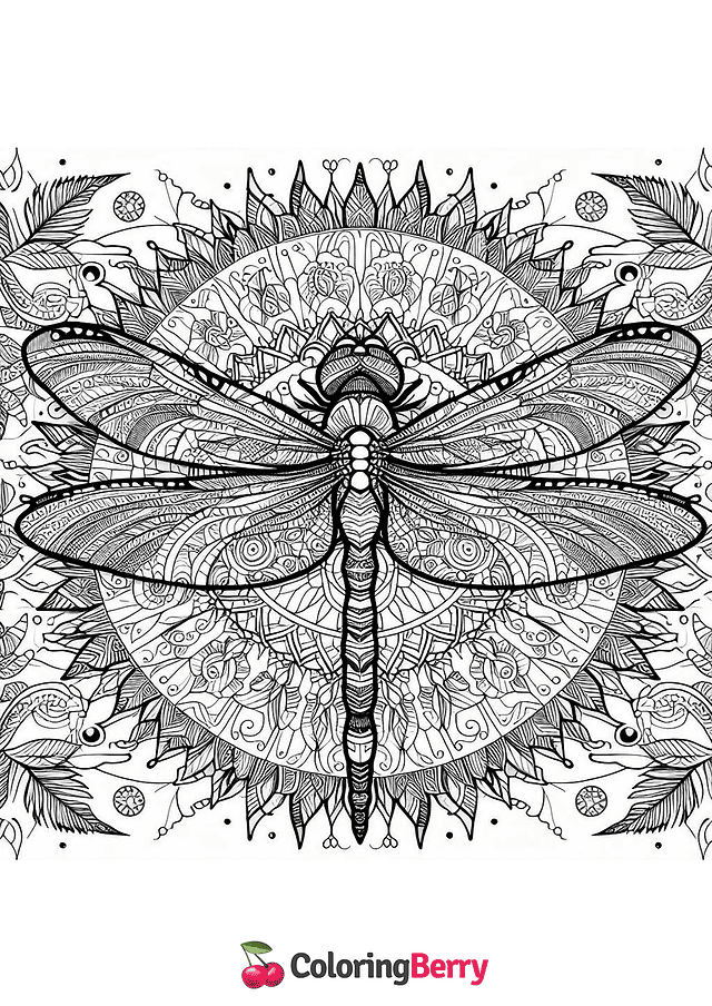 Dragonfly Mandala Coloring Page