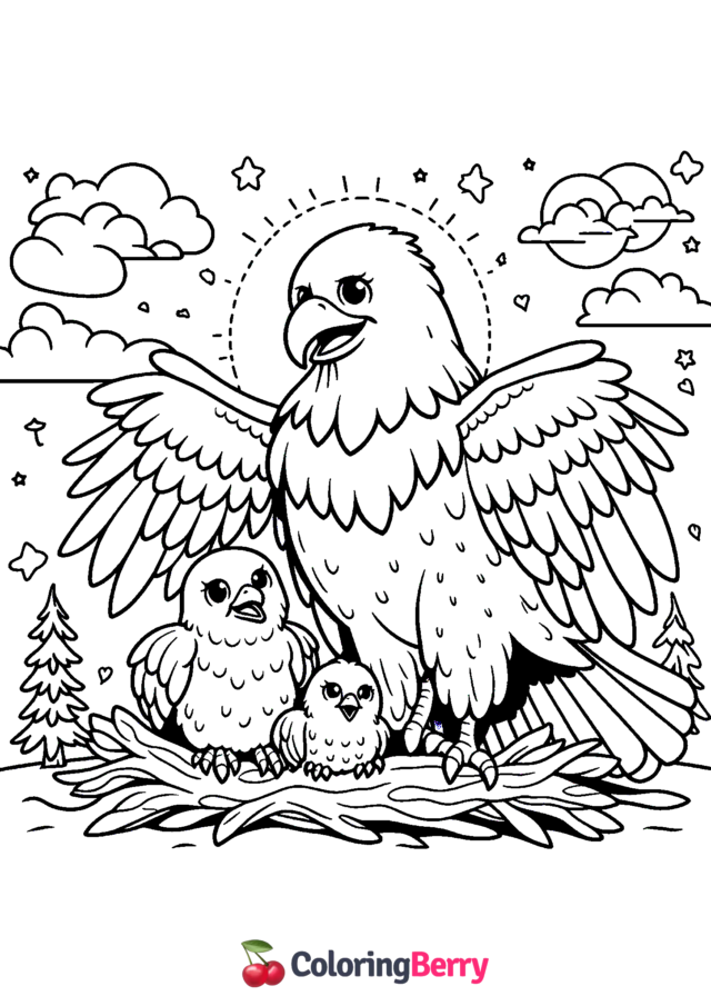 Eagle Family Coloring Page