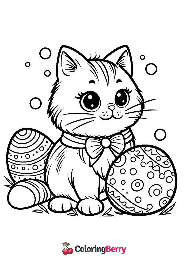 Easter Cat Coloring Page