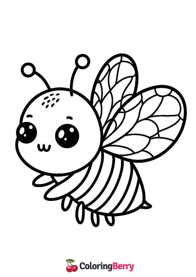 Easy Bee Coloring Page