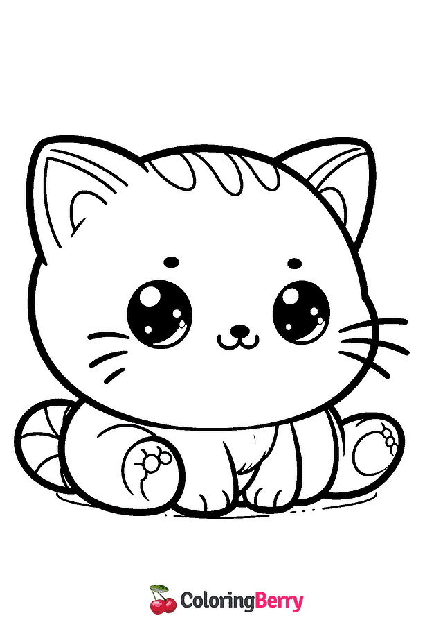 Easy Cat Coloring Page