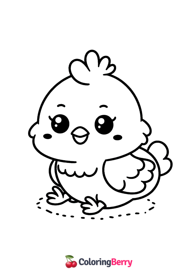 Easy Chicken Coloring Page