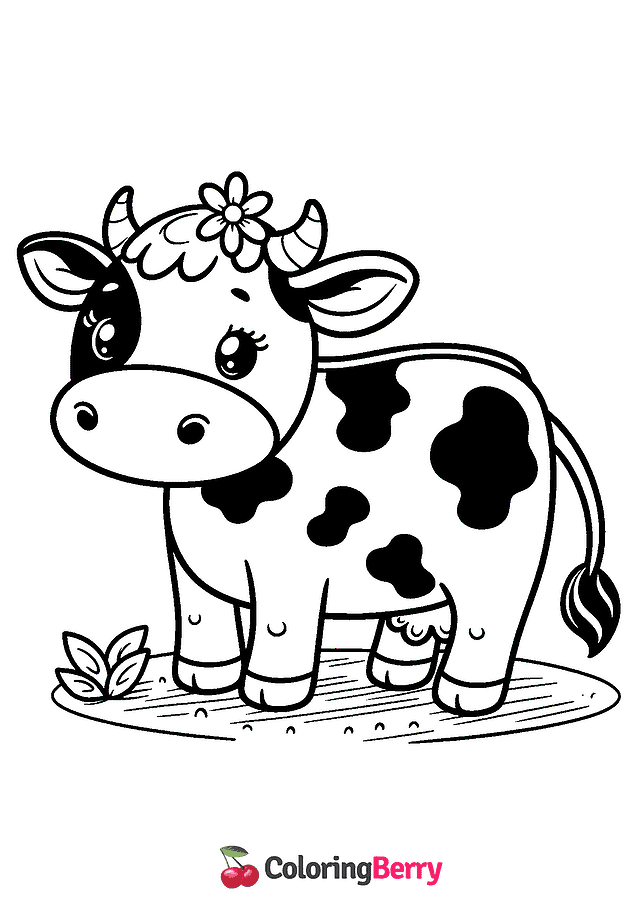 Easy Cow Coloring Page