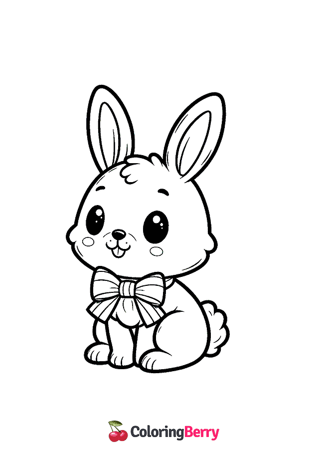 Easy Cute Bunny Coloring Page