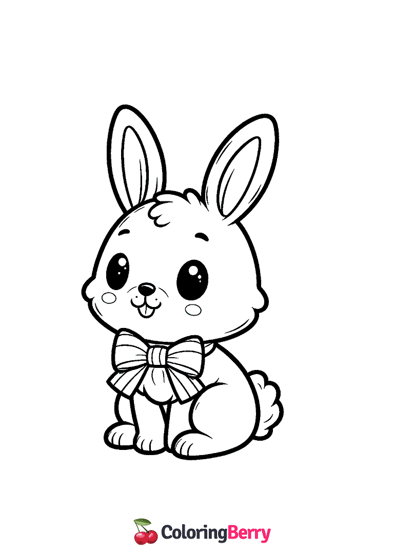 Easy Cute Bunny Coloring Page (Free PDF Printable)
