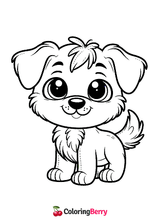 Easy Cute Dog Coloring Page