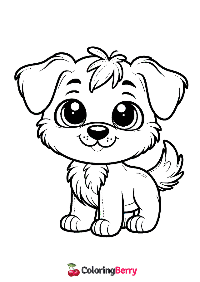 Easy Cute Dog Coloring Page