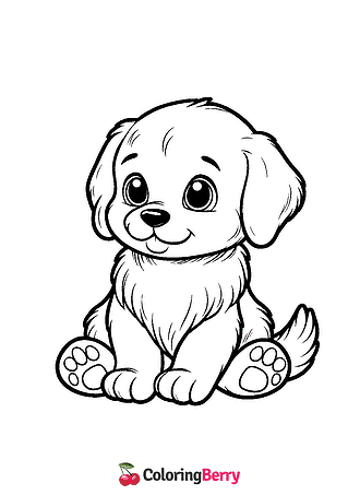 Easy Cute Puppy Coloring Page