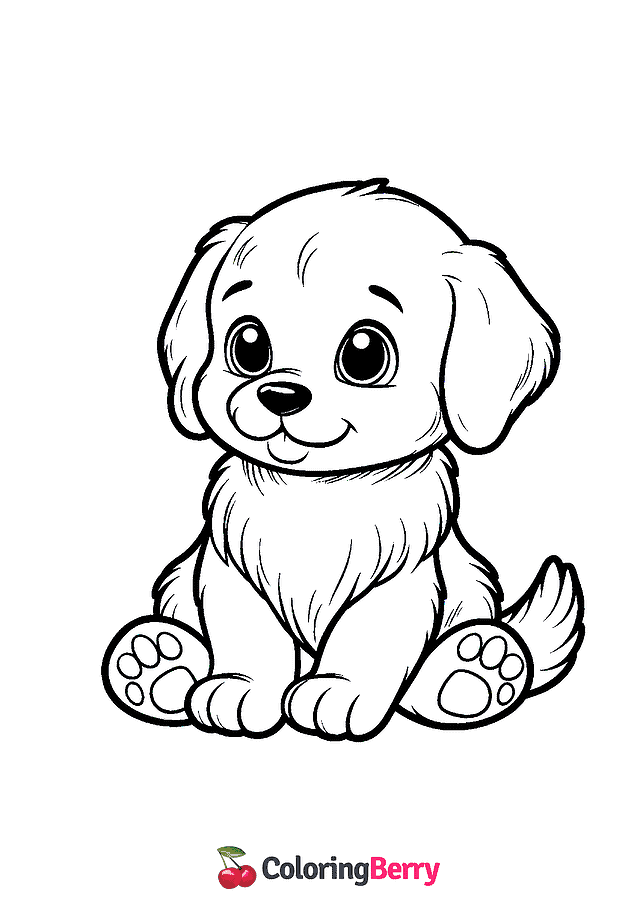 Easy Cute Puppy Coloring Page