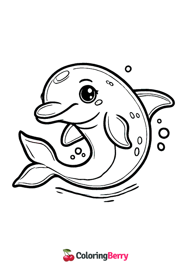 Easy Dolphin Coloring Page