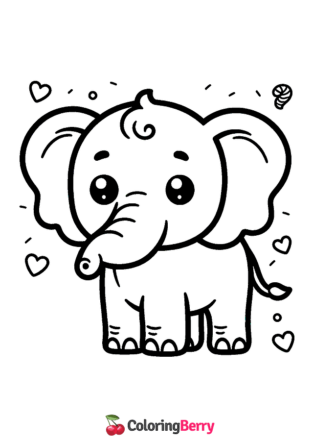 Easy Elephant Coloring Page