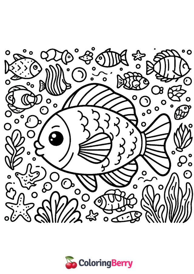 Easy Fish Coloring Page