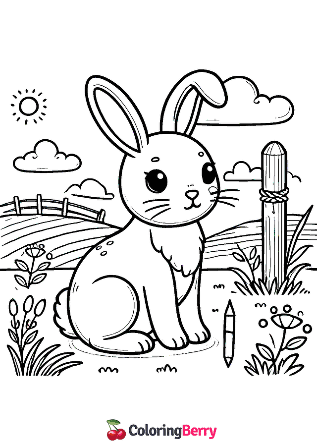 Easy Hare Coloring Page