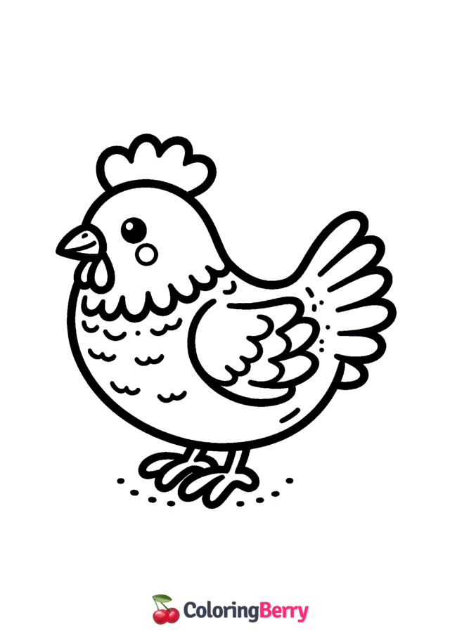 Easy Hen Coloring Page