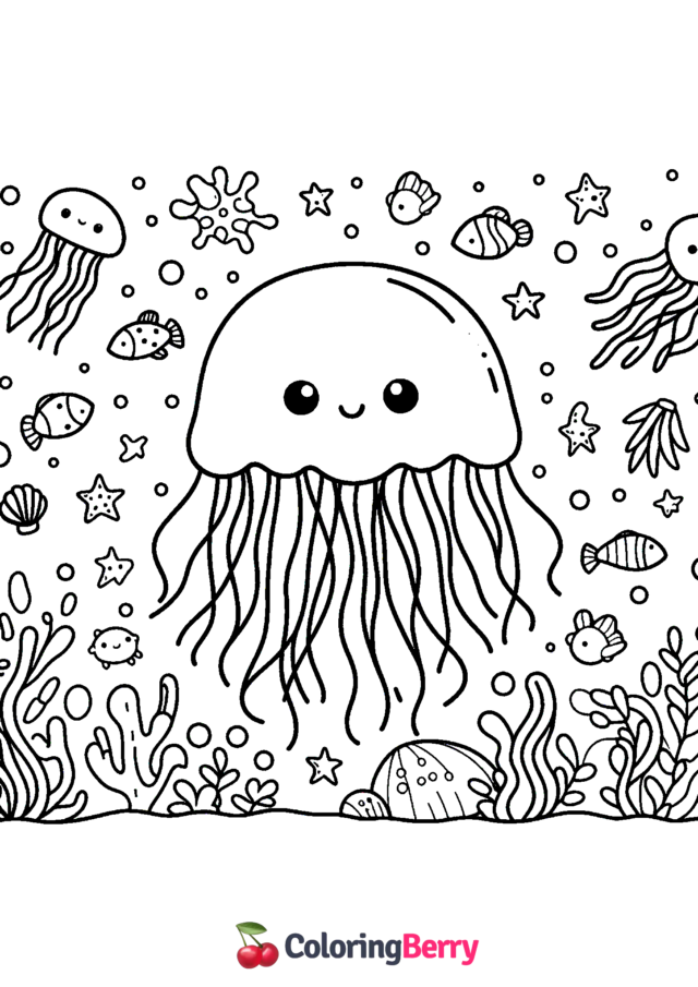 Easy Jellyfish Coloring Page