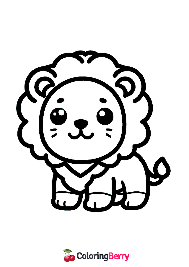 Easy Lion Coloring Page