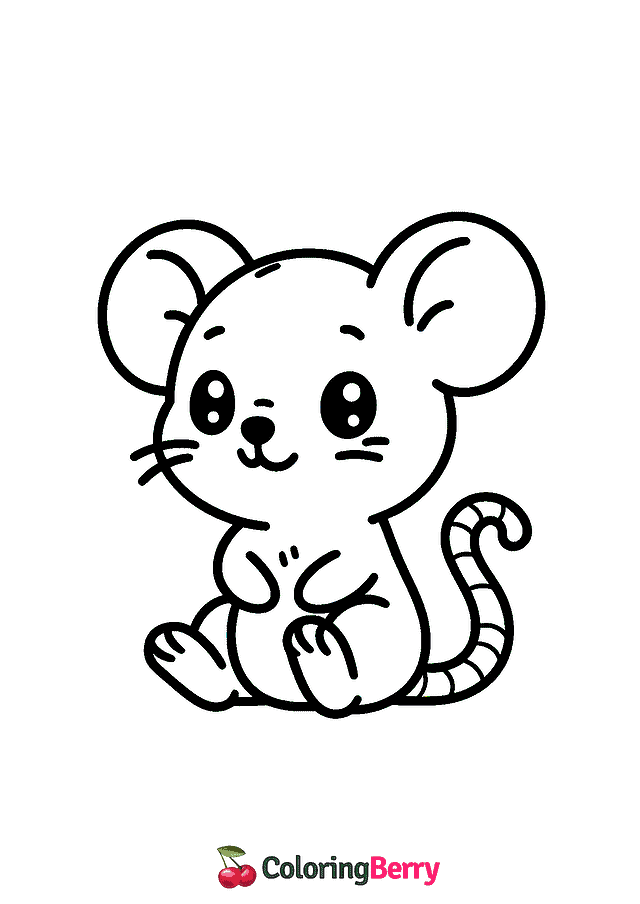 Easy Mouse Coloring Page