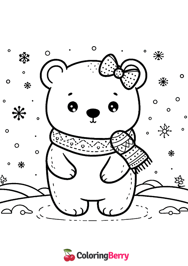 Easy Polar Bear Coloring Page