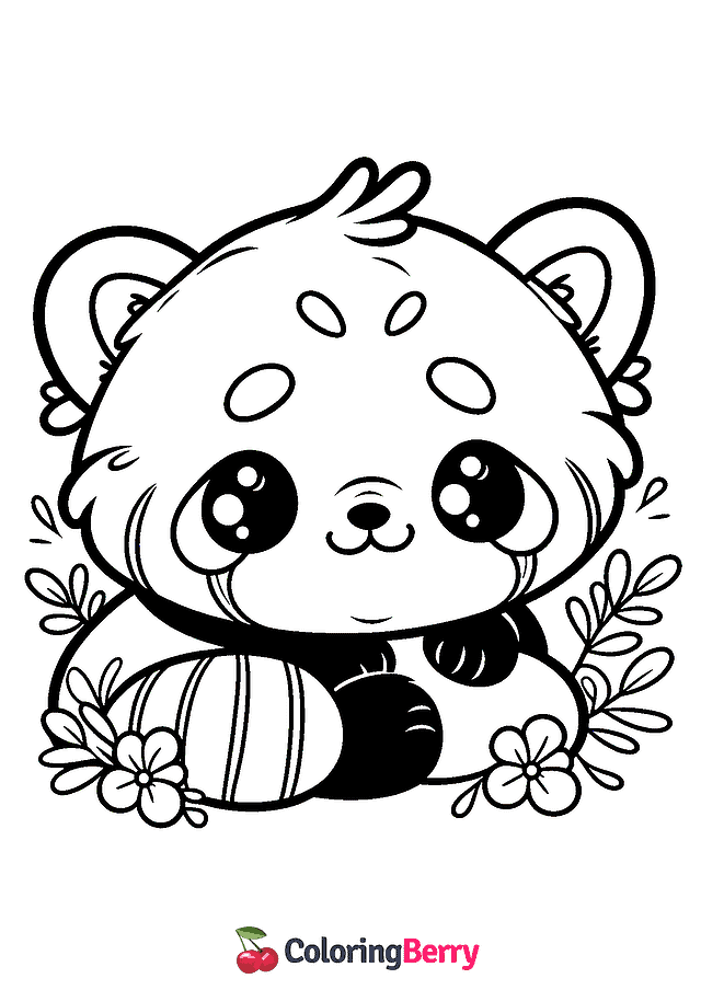 Easy Red Panda Coloring Page