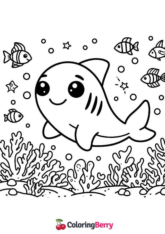 Easy Shark Coloring Page