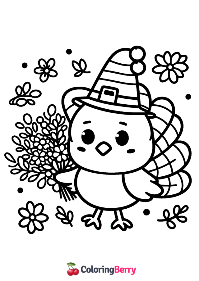 Easy Turkey Coloring Page